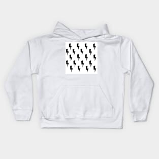 Lightning Bolts- Black on White Kids Hoodie